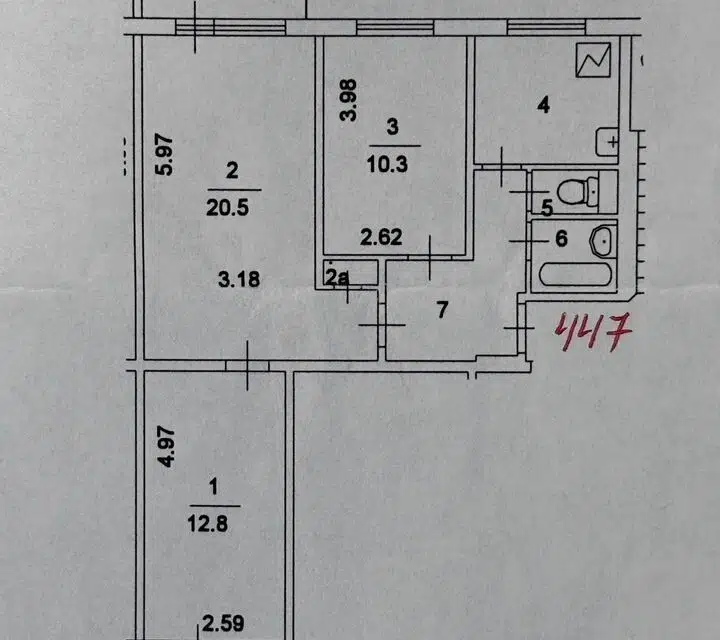 Продаётся 3-комнатная квартира, 59 м²
