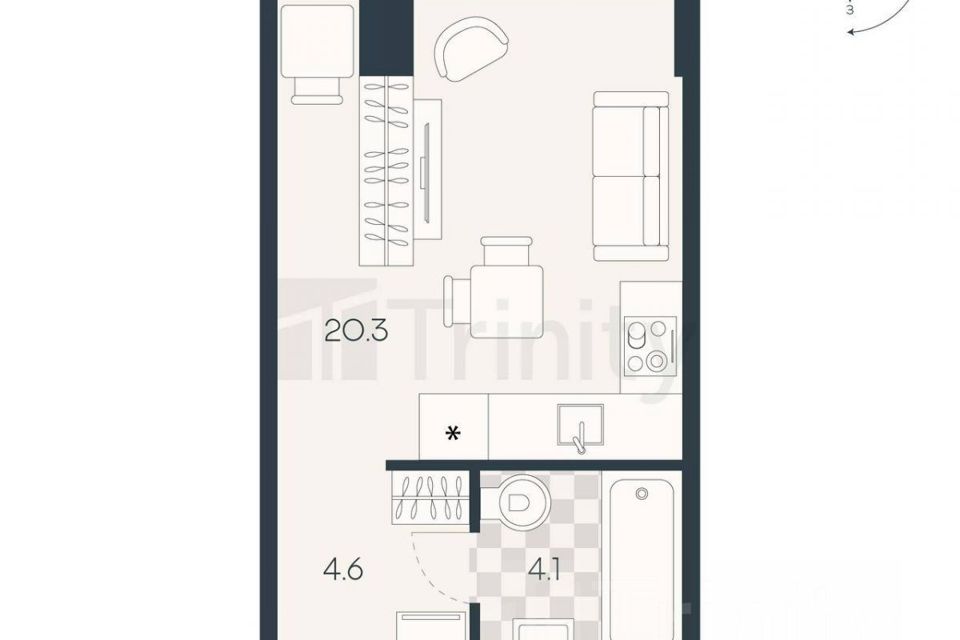 Продаётся студия, 29 м²