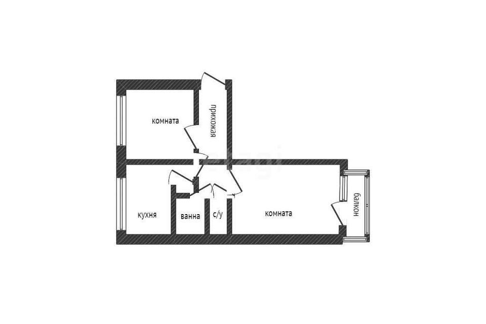 Продаётся 2-комнатная квартира, 43.6 м²