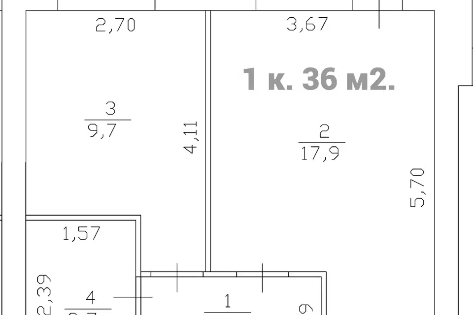 Продаётся 1-комнатная квартира, 36 м²