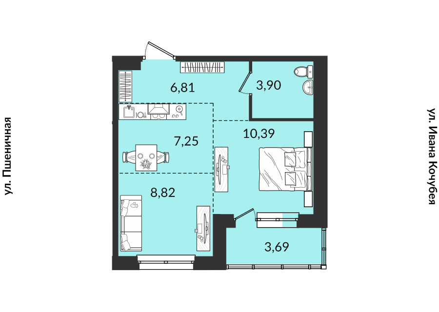 Продаётся 2-комнатная квартира, 44.64 м²