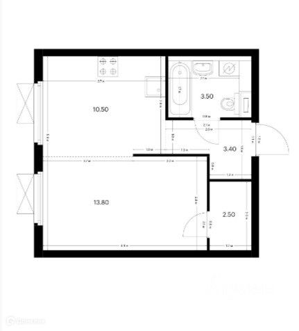 Продаётся 1-комнатная квартира, 34 м²