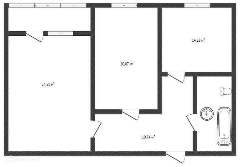 Продаётся 2-комнатная квартира, 76.4 м²