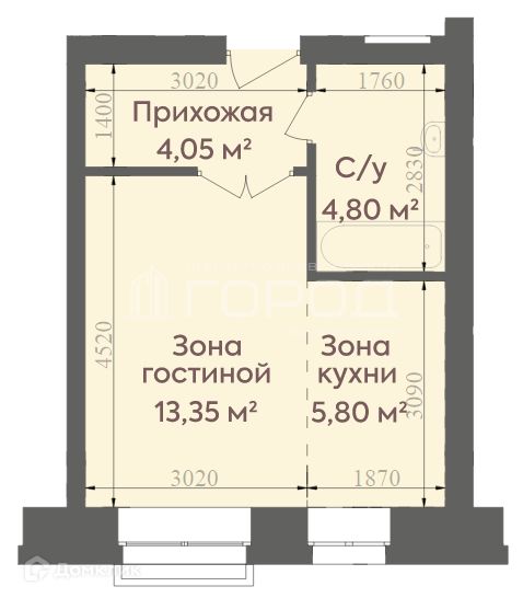 Продаётся студия, 28 м²
