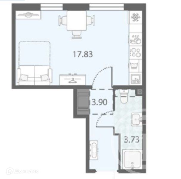 Продаётся студия, 25.46 м²