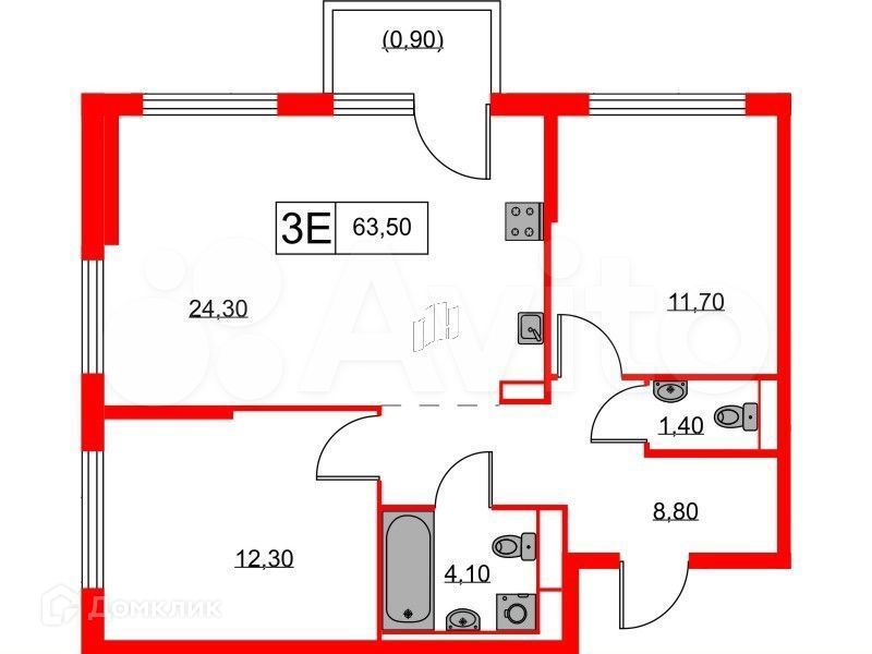 Продаётся 2-комнатная квартира, 63 м²