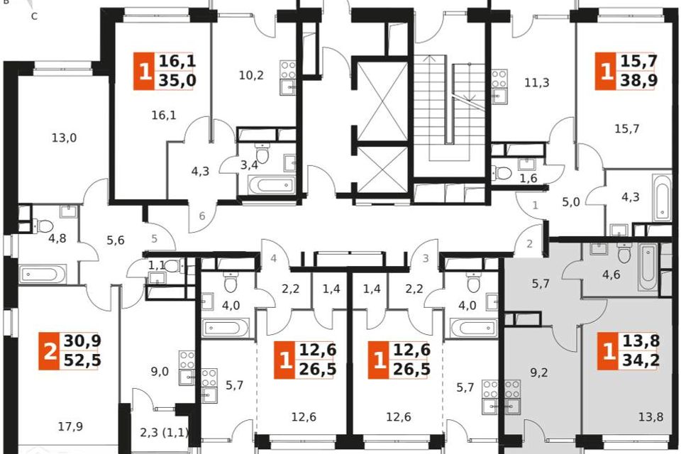 Продаётся 1-комнатная квартира, 34.2 м²
