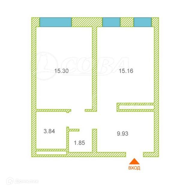 Продаётся 1-комнатная квартира, 46 м²