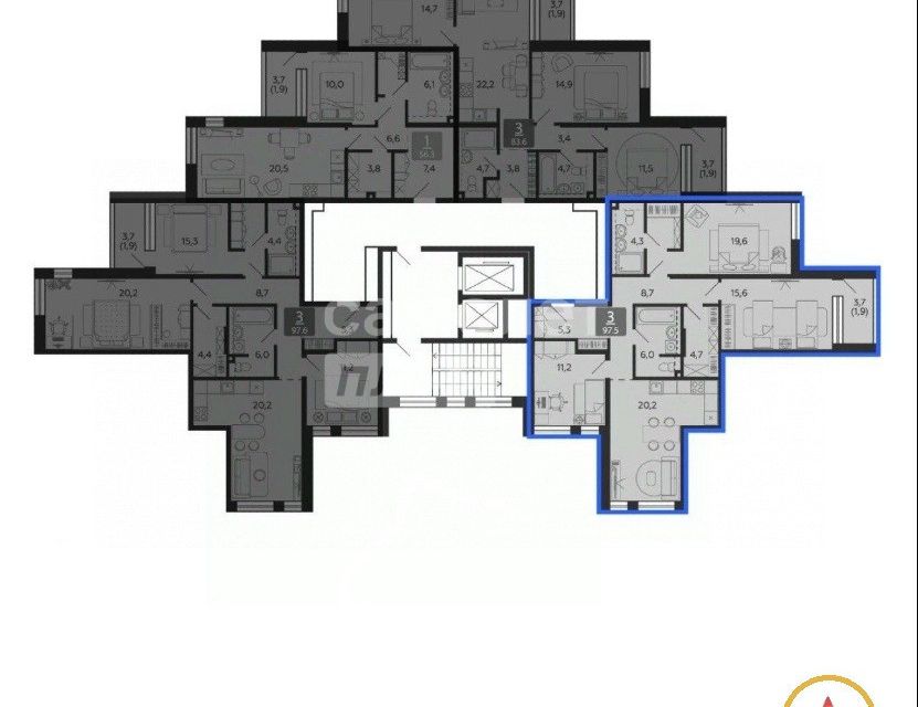 Продаётся 3-комнатная квартира, 97.5 м²