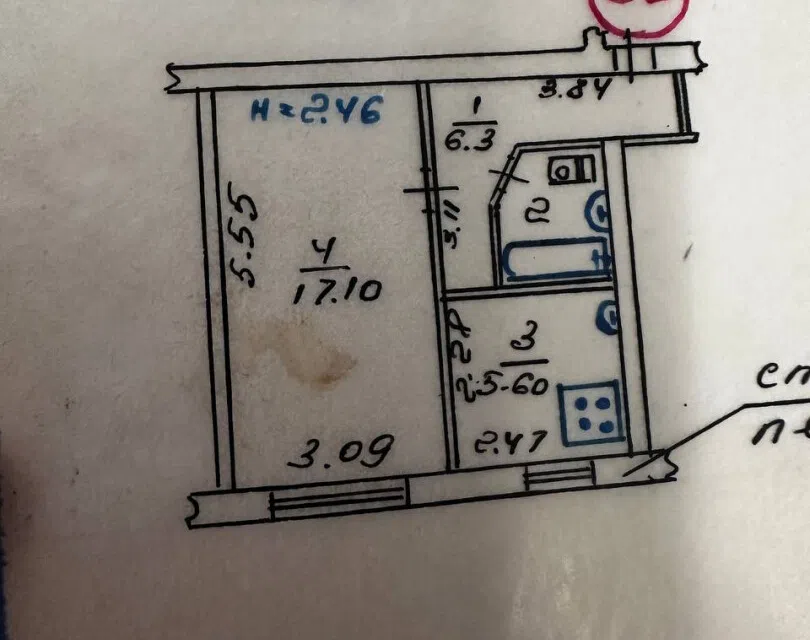 Продаётся 1-комнатная квартира, 31.7 м²