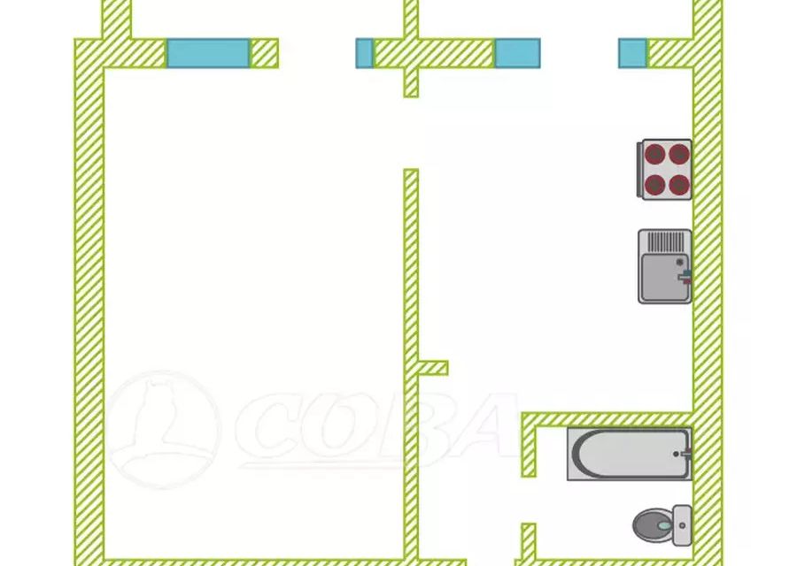 Продаётся 1-комнатная квартира, 28 м²