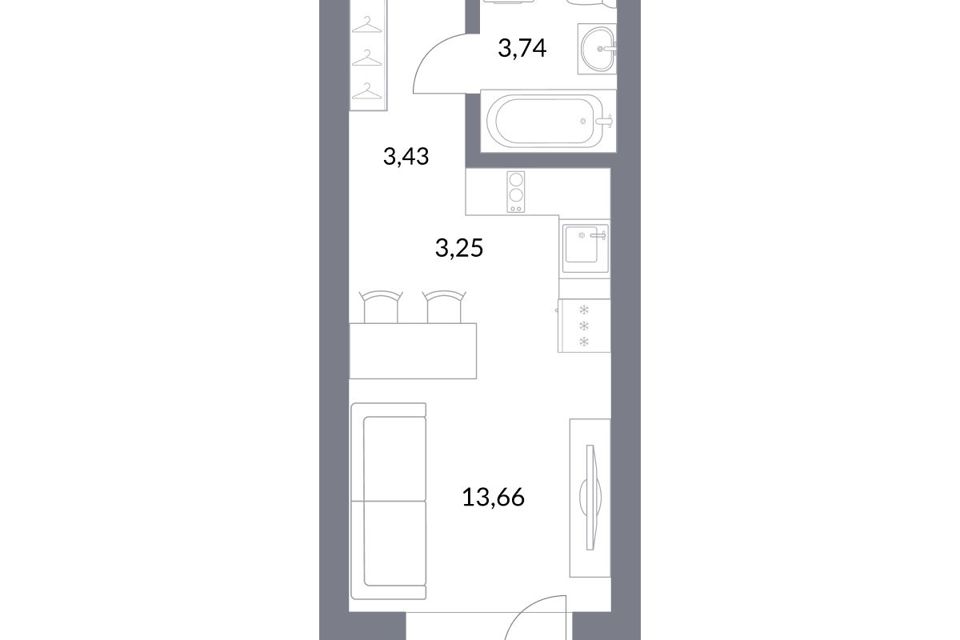 Продаётся студия, 27.7 м²