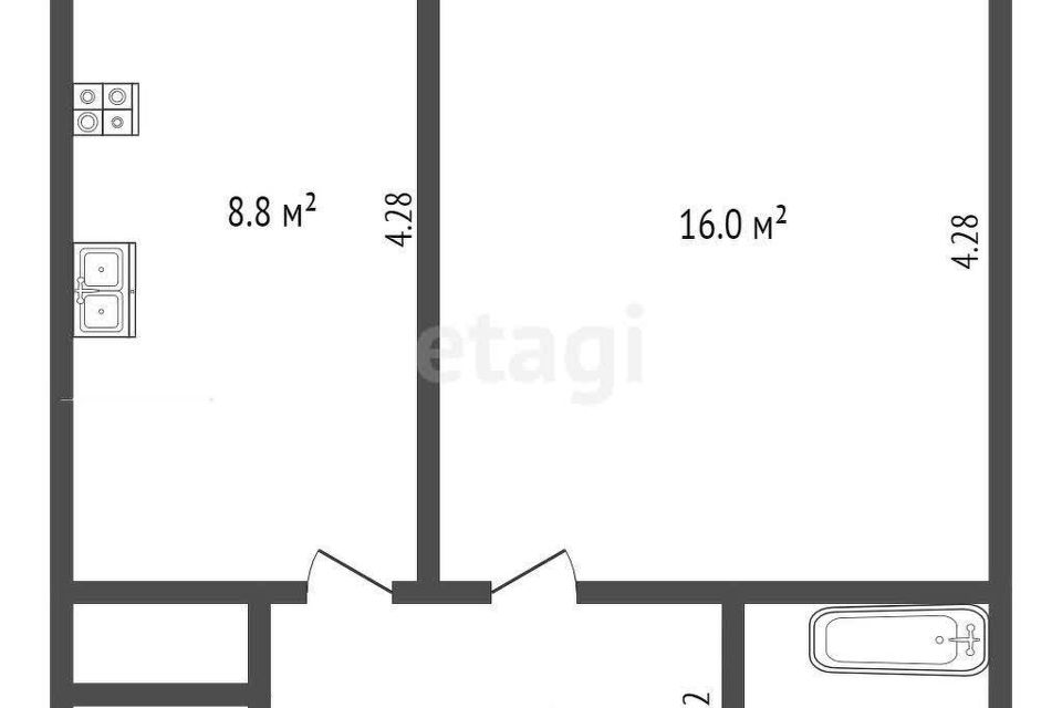 Продаётся 1-комнатная квартира, 36 м²
