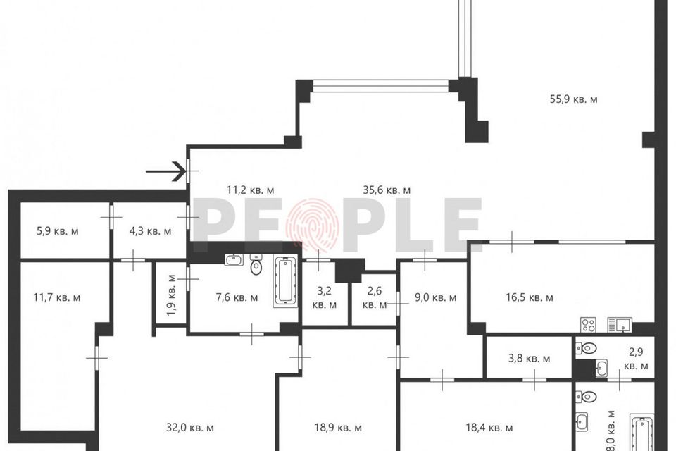 Продаётся 4-комнатная квартира, 251 м²