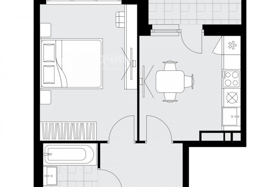 Продаётся 1-комнатная квартира, 38.4 м²