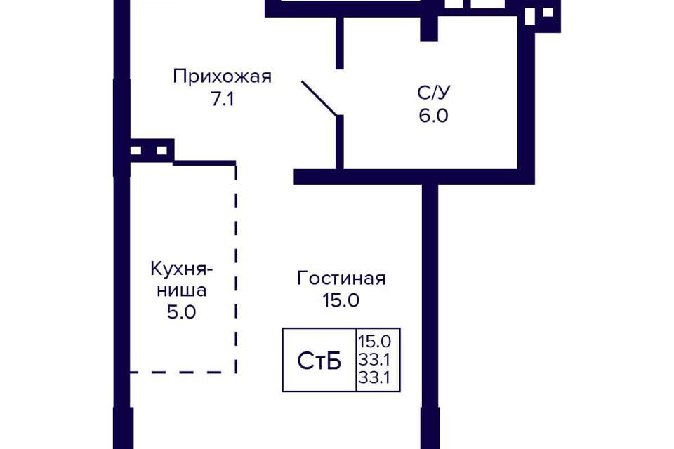 Продаётся студия, 33.1 м²