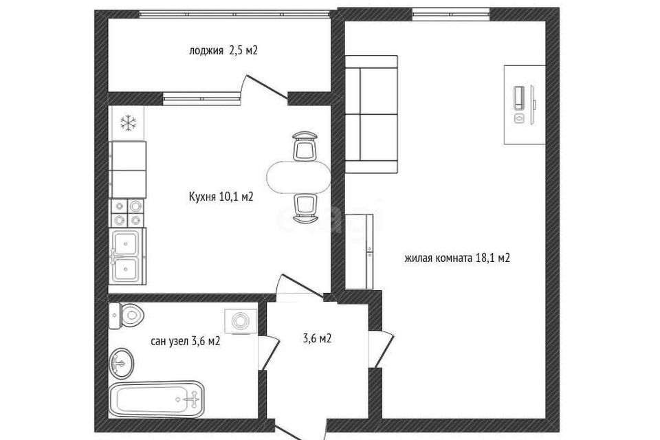 Продаётся 1-комнатная квартира, 35.7 м²