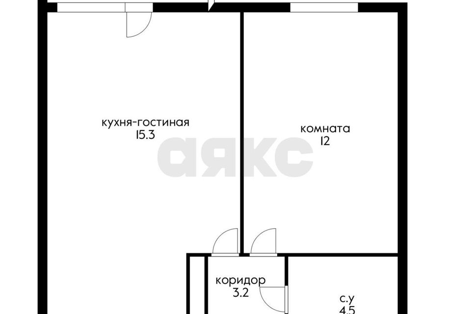 Продаётся 1-комнатная квартира, 37.6 м²