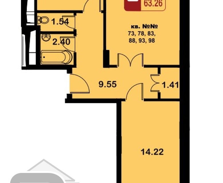 Продаётся 2-комнатная квартира, 63.2 м²