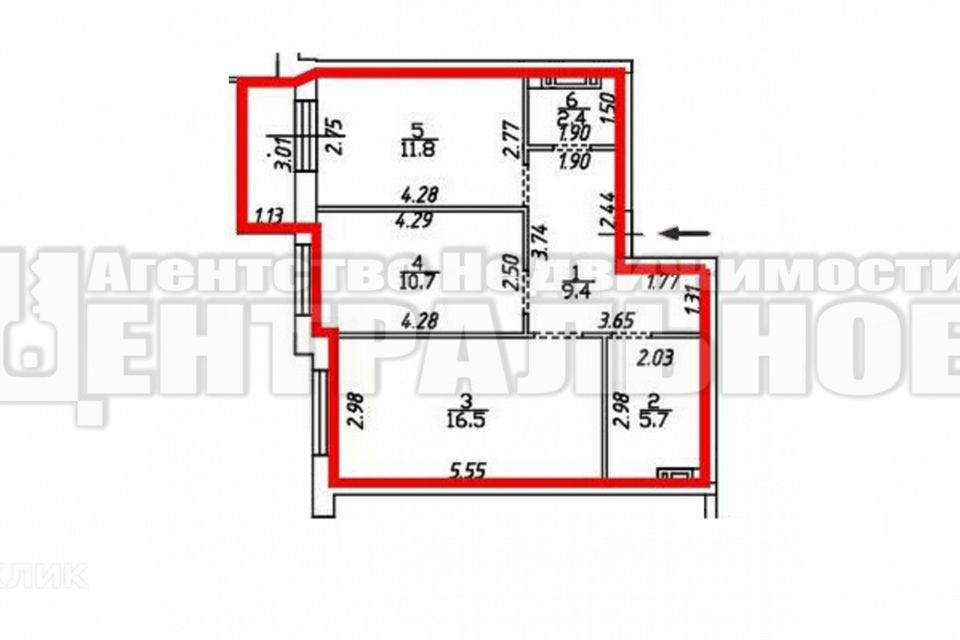 Продаётся 2-комнатная квартира, 59.9 м²