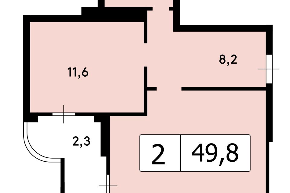 Продаётся 2-комнатная квартира, 49.8 м²