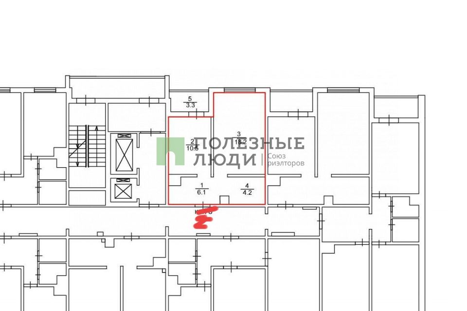 Продаётся 1-комнатная квартира, 43 м²