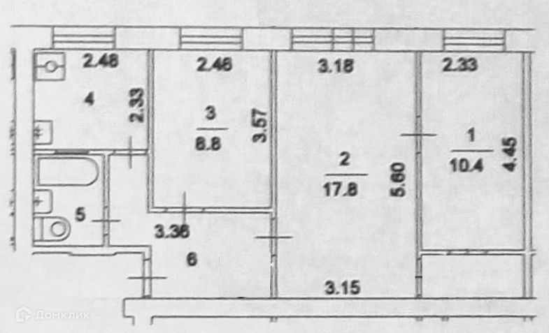 Продаётся 3-комнатная квартира, 54.7 м²