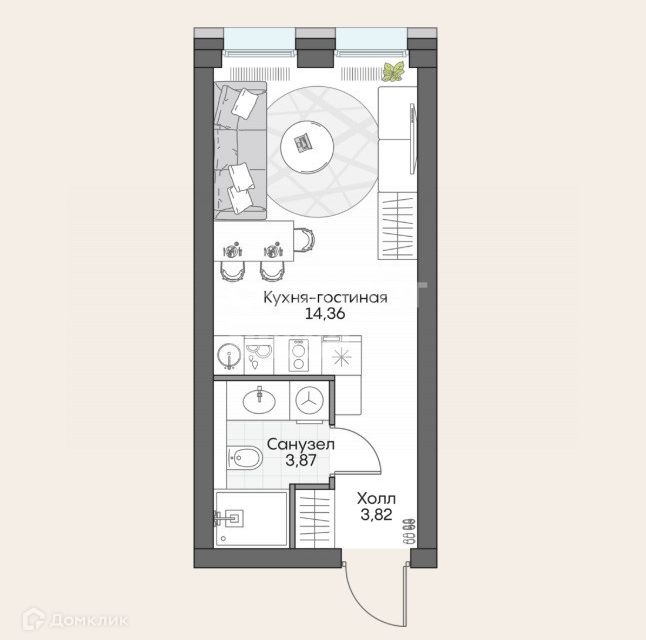 Продаётся студия, 22.3 м²