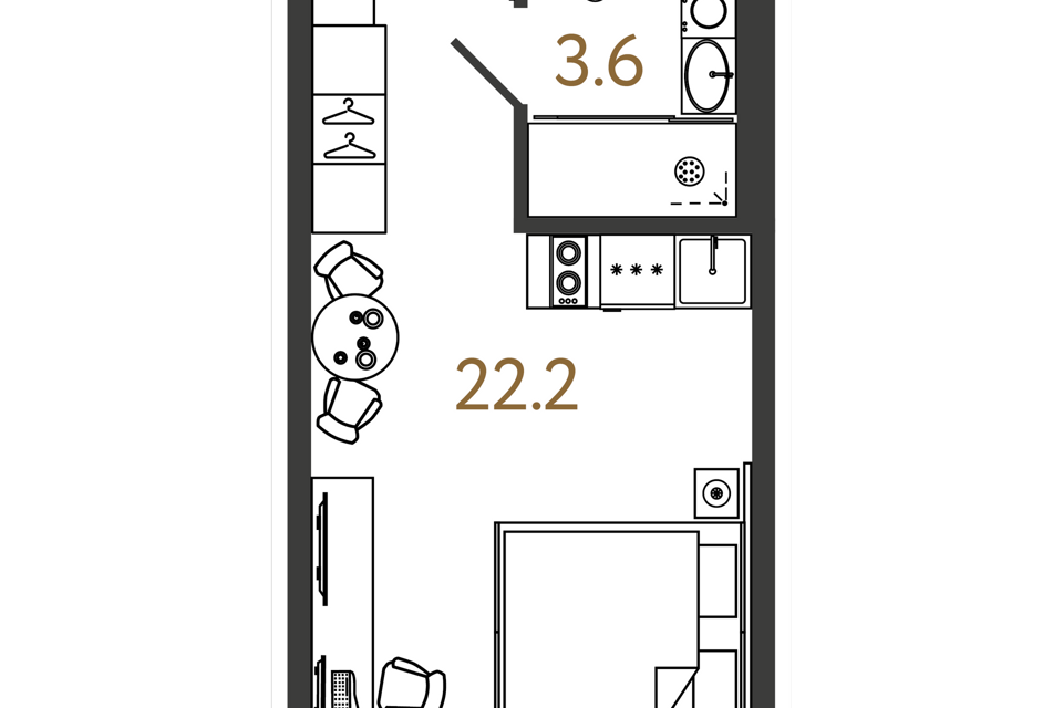 Продаётся студия, 25.8 м²