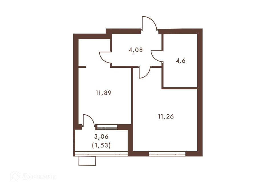 Продаётся 1-комнатная квартира, 33.36 м²