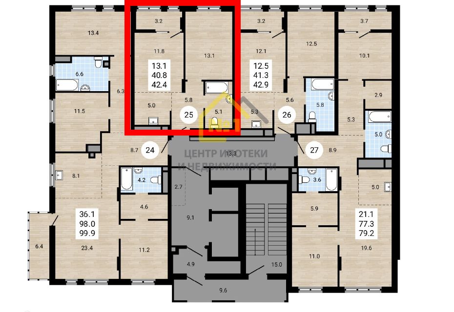 Продаётся 2-комнатная квартира, 42.4 м²