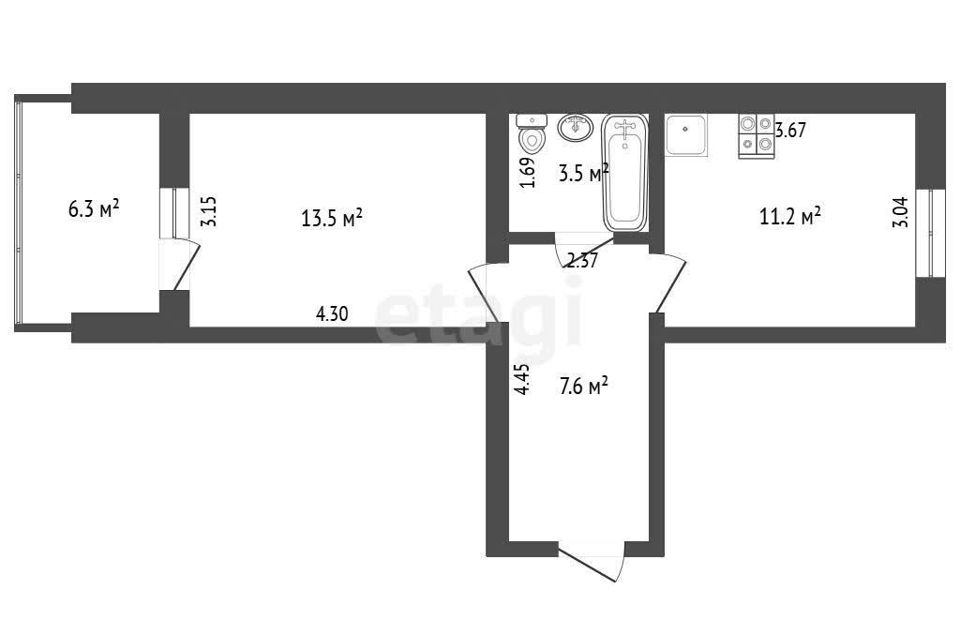 Продаётся 3-комнатная квартира, 73.2 м²