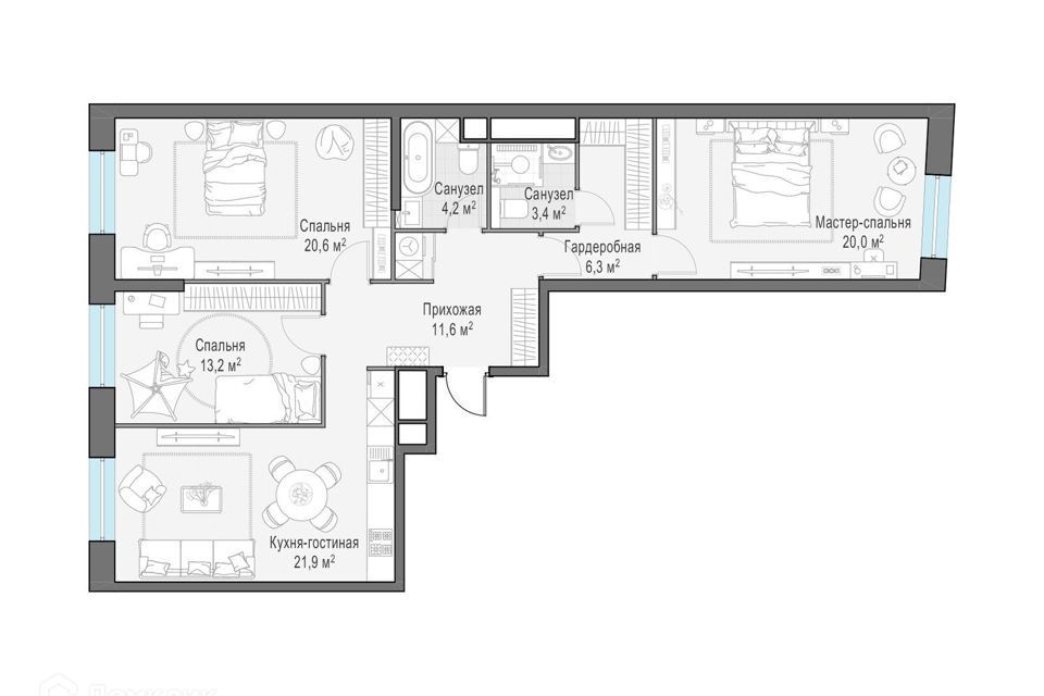 Продаётся 3-комнатная квартира, 102.2 м²