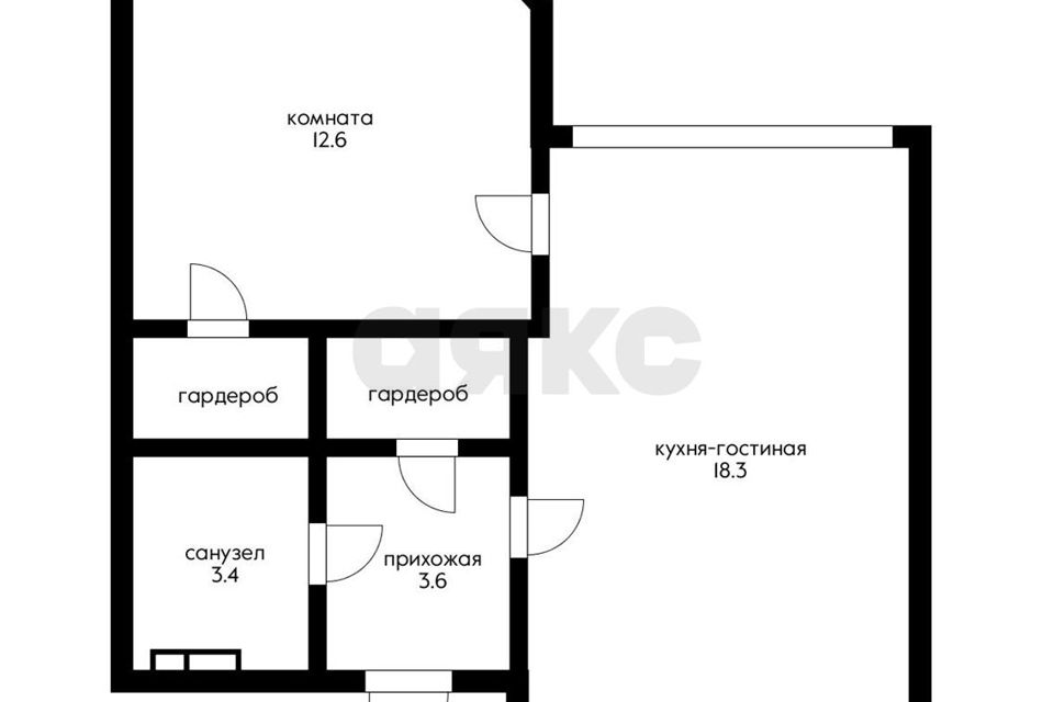 Продаётся 1-комнатная квартира, 41.9 м²