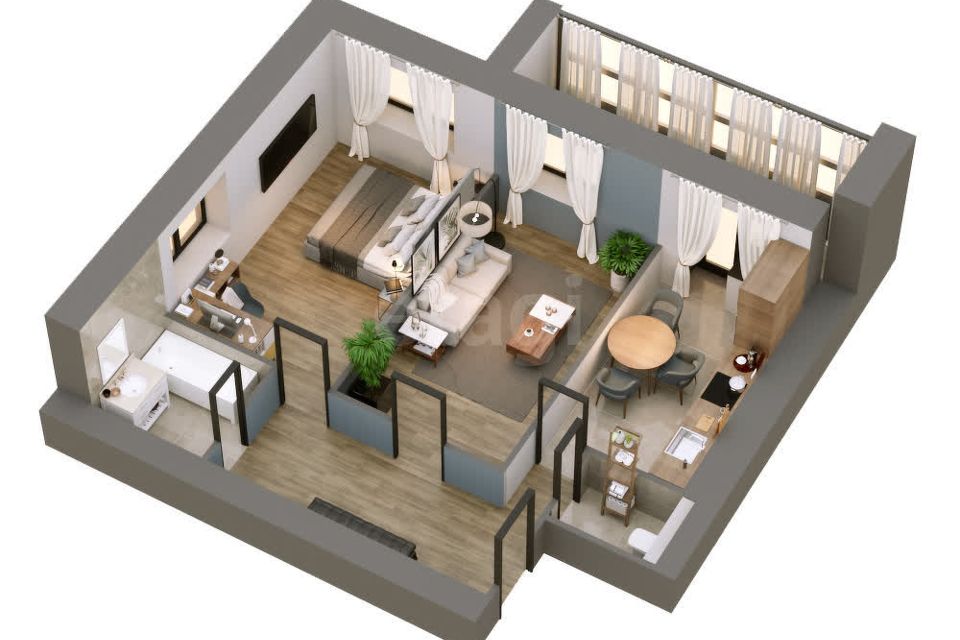 Продаётся 2-комнатная квартира, 61.17 м²