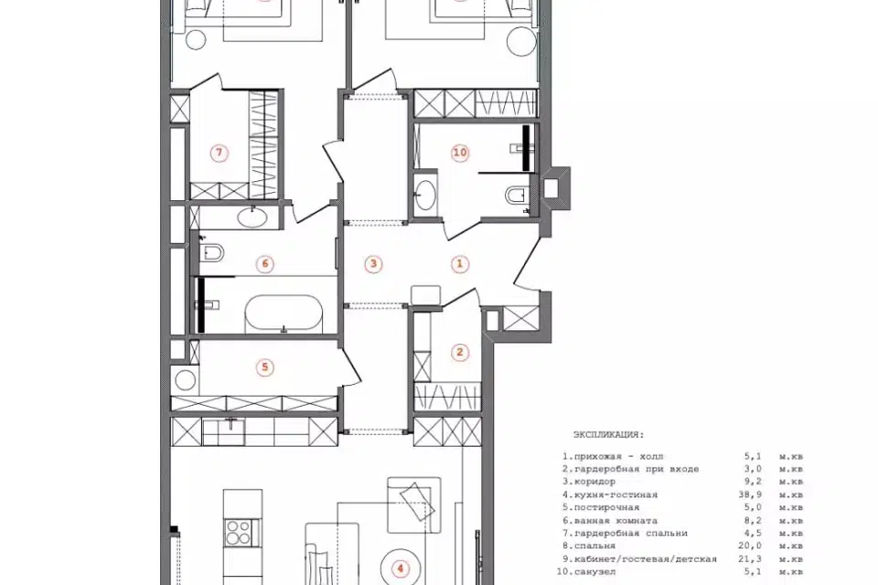 Продаётся 3-комнатная квартира, 125 м²