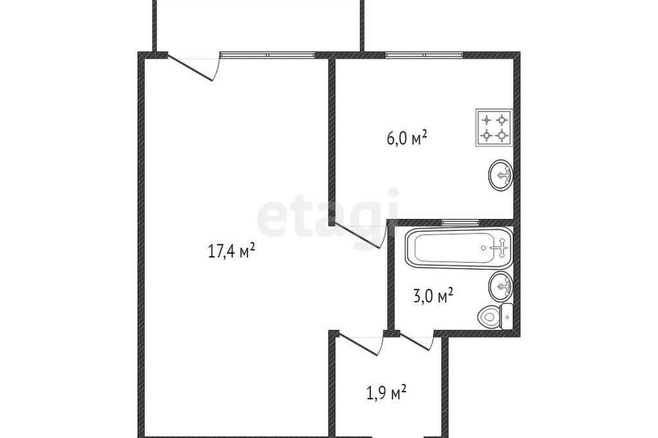 Продаётся 1-комнатная квартира, 28.3 м²