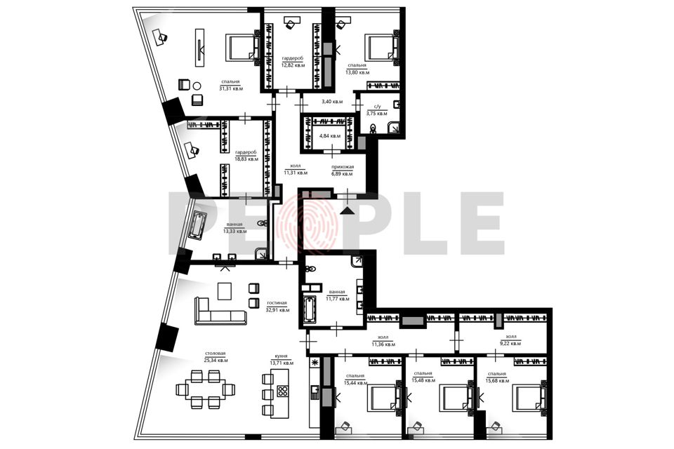 Продаётся 8-комнатная квартира, 284 м²