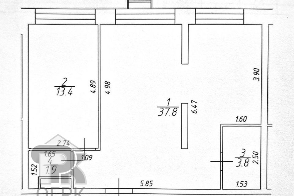 Продаётся 2-комнатная квартира, 56.9 м²