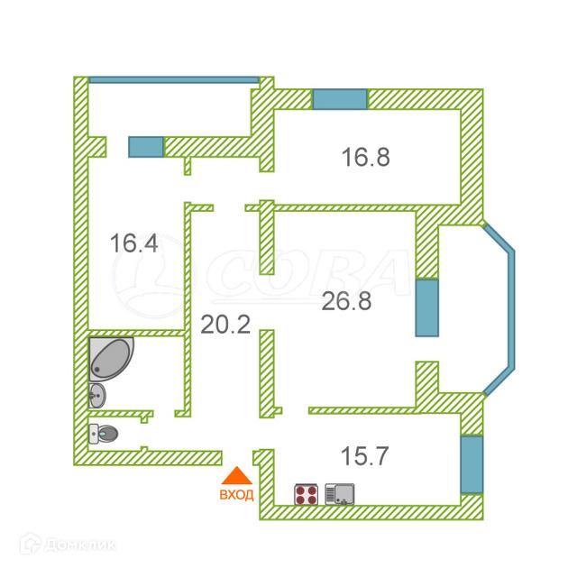 Продаётся 3-комнатная квартира, 110 м²