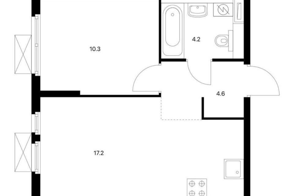 Продаётся 1-комнатная квартира, 36.2 м²