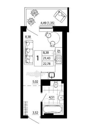 Продаётся студия, 22.78 м²