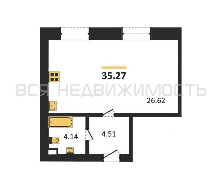 Продаётся студия, 35.3 м²
