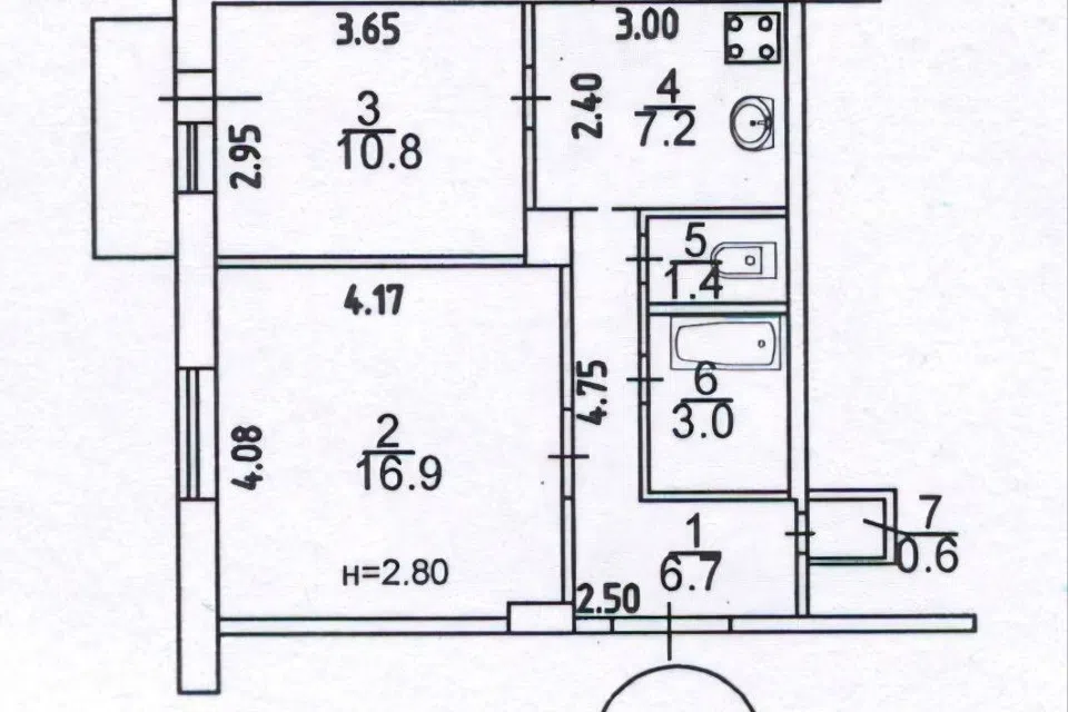 Продаётся 2-комнатная квартира, 47.2 м²