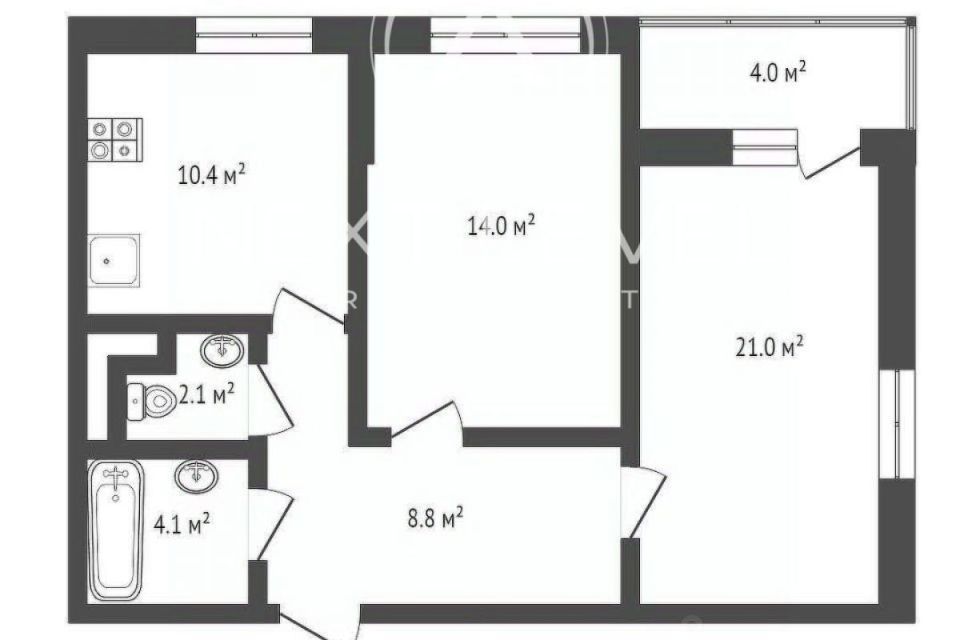 Продаётся 2-комнатная квартира, 60 м²