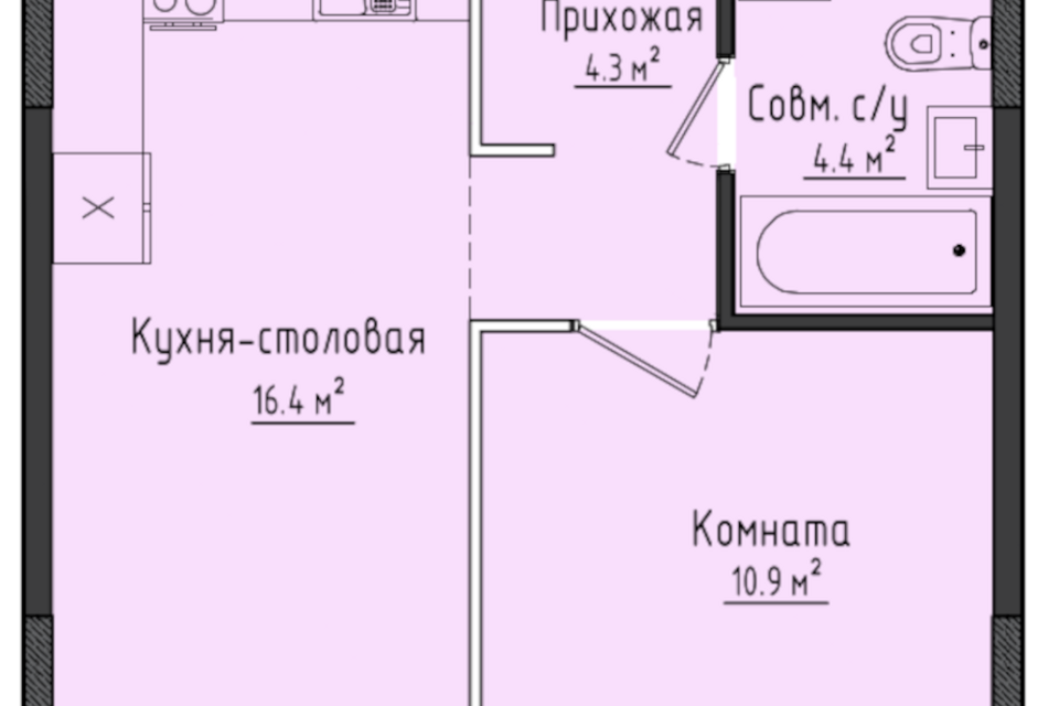 Продаётся 1-комнатная квартира, 36 м²