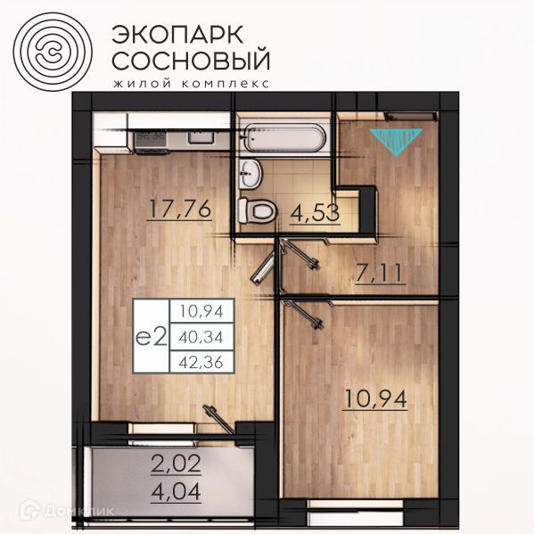 Продаётся 1-комнатная квартира, 40 м²