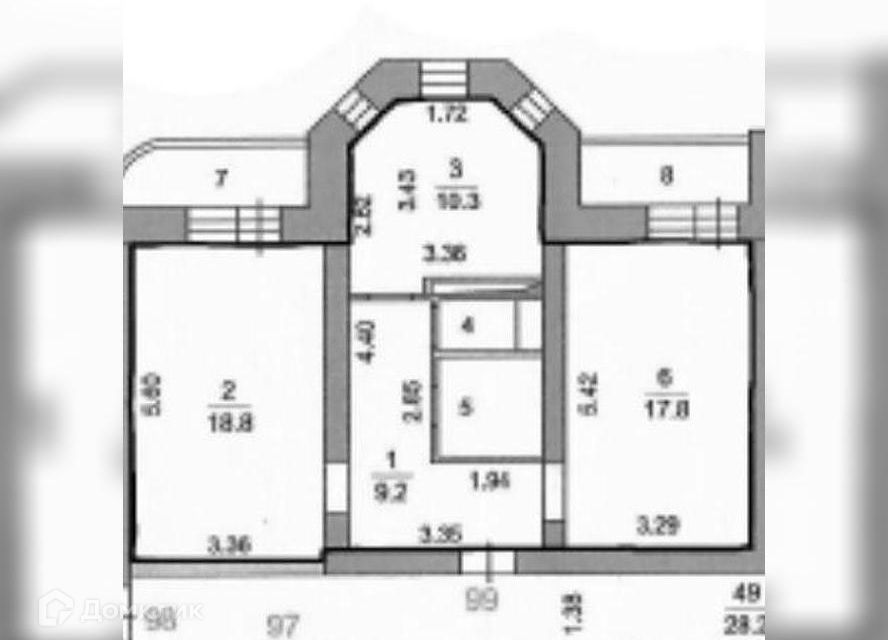 Продаётся 2-комнатная квартира, 60.6 м²
