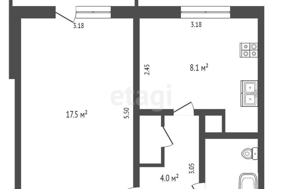 Продаётся 1-комнатная квартира, 33.1 м²