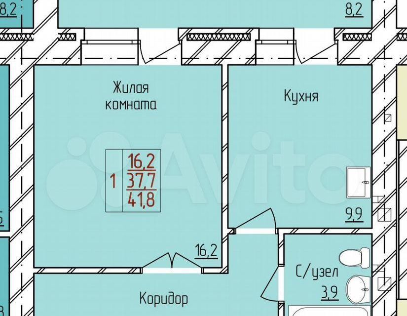 Продаётся 1-комнатная квартира, 44 м²